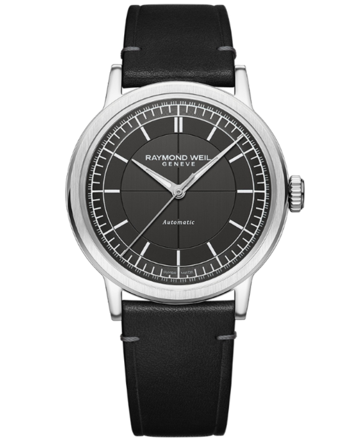 Men's Automatic Black Leather Strap Watch - Millesime | RAYMOND WEIL